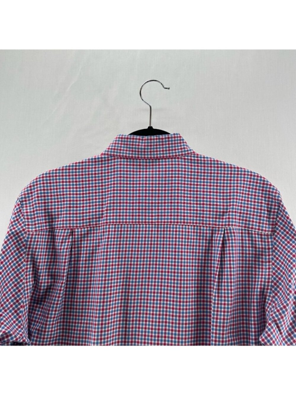 David Donahue Button Down Shirt Men M 100% Cotton Long Sleeve Gingham Red/ Blue - Picture 5 of 12